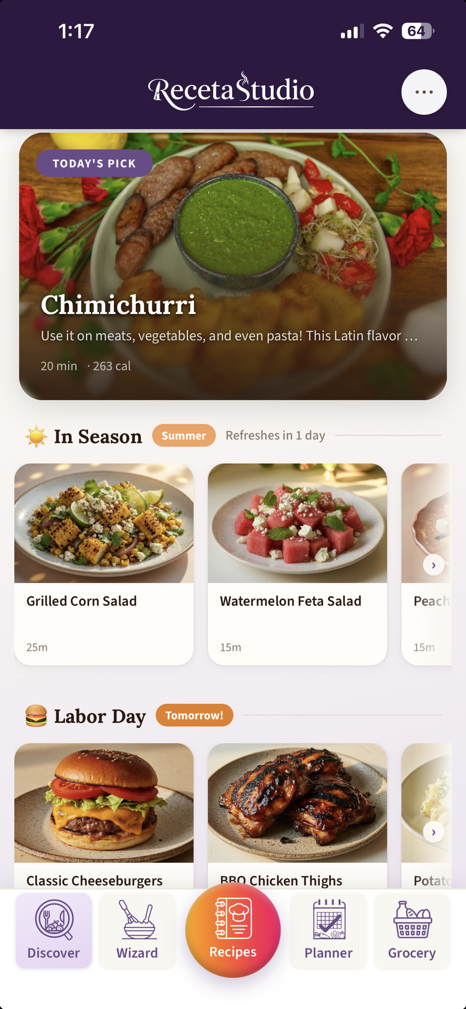 Discover: Chimichurri, In Season, and Labor Day.
